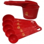 Measuring Cups and Spoons Set - American 10 Piece. Measures Odd Sizes. This Best Red Measuring Spoons and Cups Set is Perfect for All Your Cooking & Baking Measuring Cup Needs. This Nested Dry Measuring Cups Set is Decorative, Yet Stong, and with High End