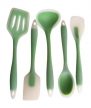 cmsHome Ultimate Green 5 Piece Silicone Kitchen Utensils Tools Gift Set Non-stick Food Grade Silicone Ladle, Slotted Turner, Spoonula, Spatula, Mixing Spoon Non-toxic BPA-free