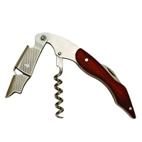 True Fabrications Double Hinged, Restaurant Waiter Quality, Professional Compact Corkscrew with Foil Cutter - Wood