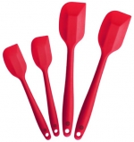 StarPack Premium Silicone Spatulas Set of 4 with Hygienic Solid Coating - Bonus 101 Cooking Tips (Cherry Red)