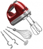 KitchenAid KHM920A 9-Speed Hand Mixer candy apple red - With (Free Dough hooks, whisk, milk shake liquid blender rod attachment and accessory bag) Candy Apple Red