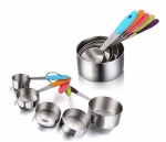 Yoroi 5 PCS Solid Sturdy Stainless Steel Stackable Measuring Cups Set to Measure Dry and Liquid Ingredients with Soft Handles,for Kitchen Cooking Baking