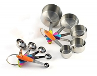 LOYMR Solid Sturdy Stainless Steel Measuring Cups and Spoons Measure Dry and Liquid Ingredients with Soft Handles,for Kitchen Cooking Baking,10 Piece