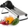 Chef's Inspirations - Premium V-Blade Stainless Steel Mandoline Food Slicer Cutter. Includes 5 Different Inserts. Free Cleaning Brush.