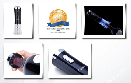Ozeri nouveaux electric wine opener with removable free foil cutter, elegant black